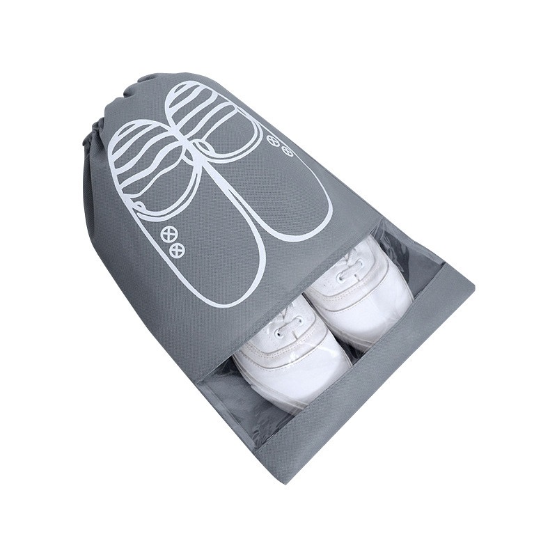 Bolsa de zapatos gris de 10 piezas con cordón, bolsa de almacenamiento de zapatos de viaje a prueba de polvo con ventana visual para botas, t