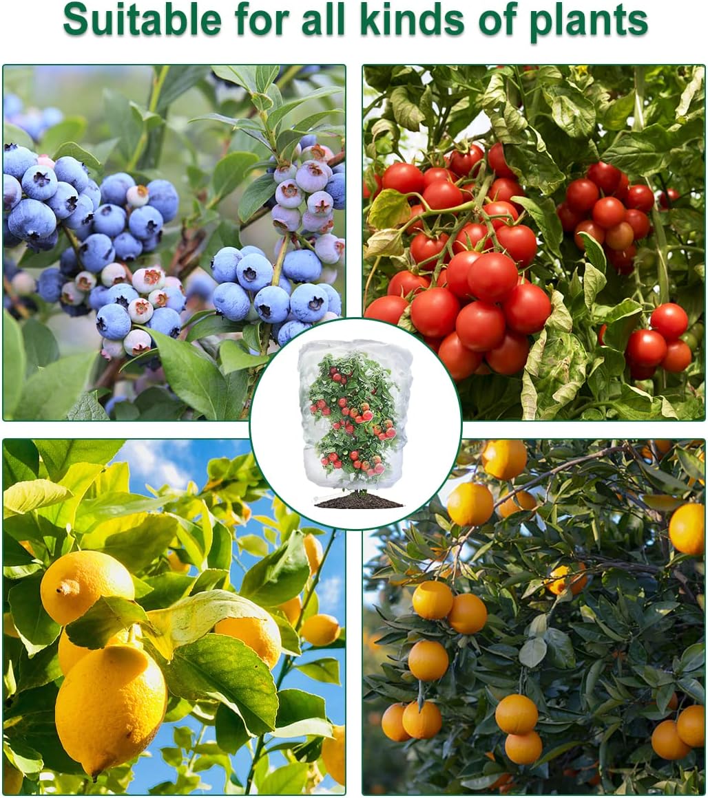 thumbnail image 3 of Paquete de 4 redes de protección para plantas de jardín, frutas, arbustos de arándanos, 3,3 pies x 2,3 pies, bolsas con cordón, cubierta protectora para tomates, red para plantas de jardín, 3 of 5