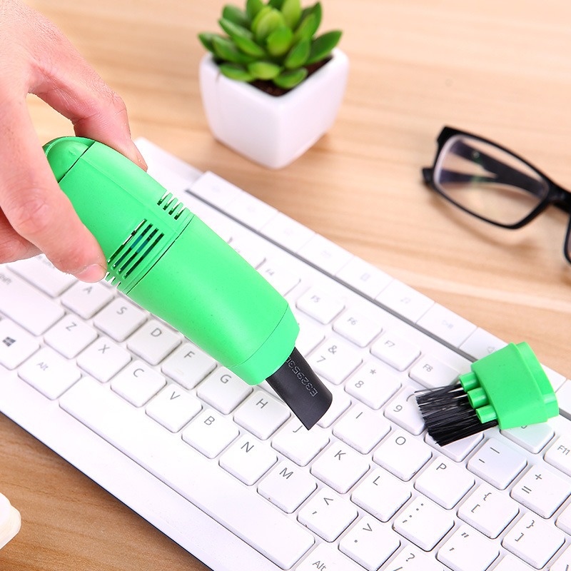 Limpiador de ordenador con teclado, miniaspirador USB verde para coche o hogar