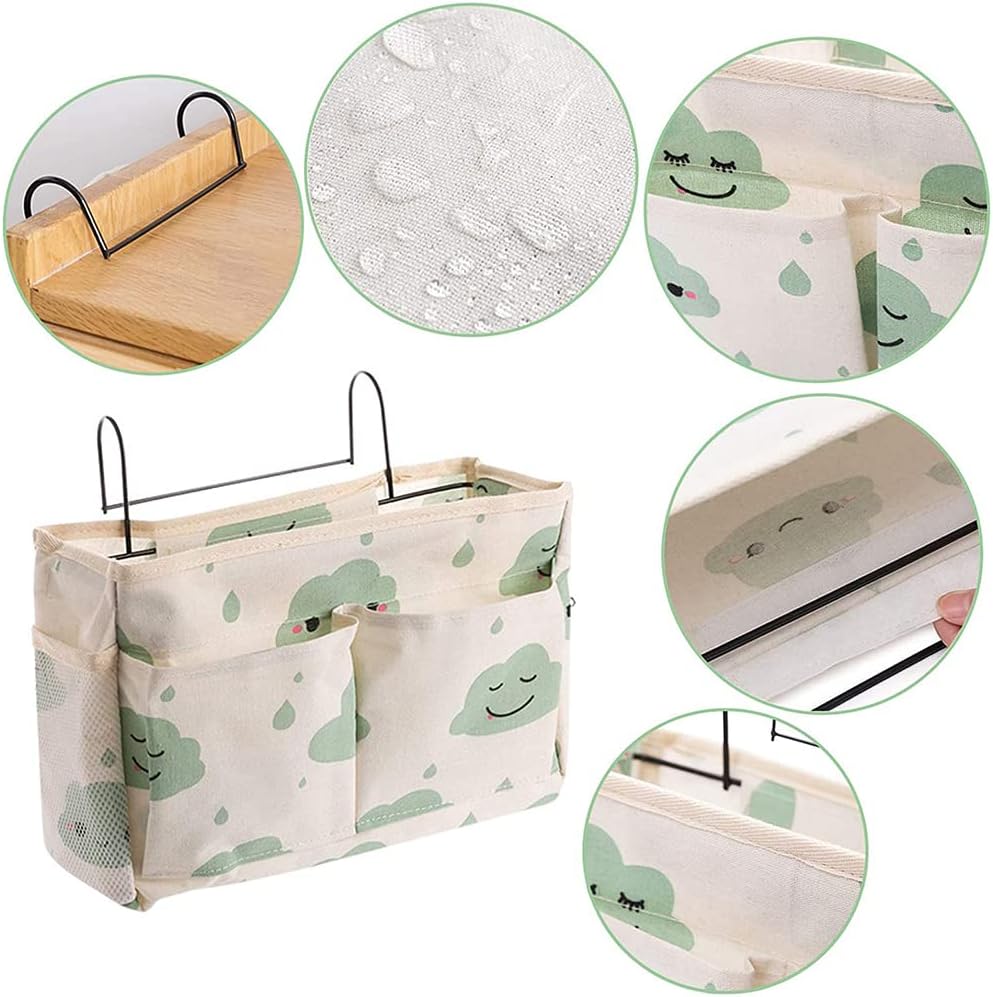 thumbnail image 4 of Organizador de cama con 2 bolsillos, organizador de cabecera, organizador de cabecera colgante, cesta colgante junto a la cama, para oficina, cocina, cama, 4 of 4