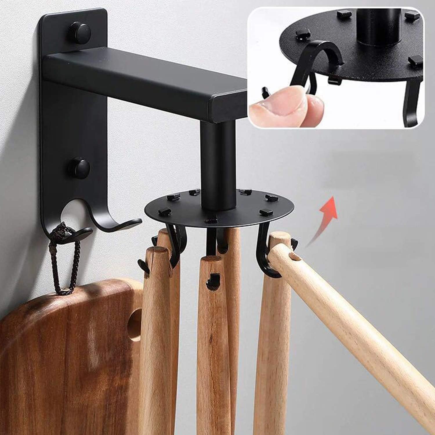 thumbnail image 3 of Soporte para utensilios de pared, ganchos giratorios ajustables (8 ganchos), 3 of 4