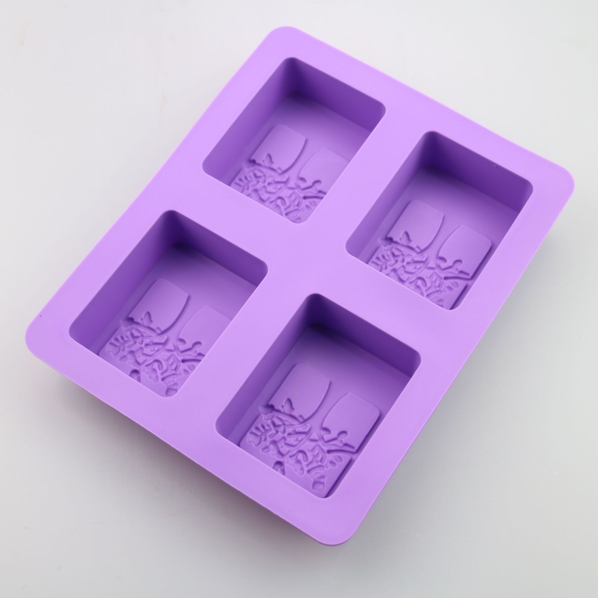thumbnail image 4 of Moldes de jabón hechos a mano con forma de árbol de 4 cavidades, molde de silicona Rectangular para hornear pasteles de helado rectangulares, 2 uds., 4 of 4