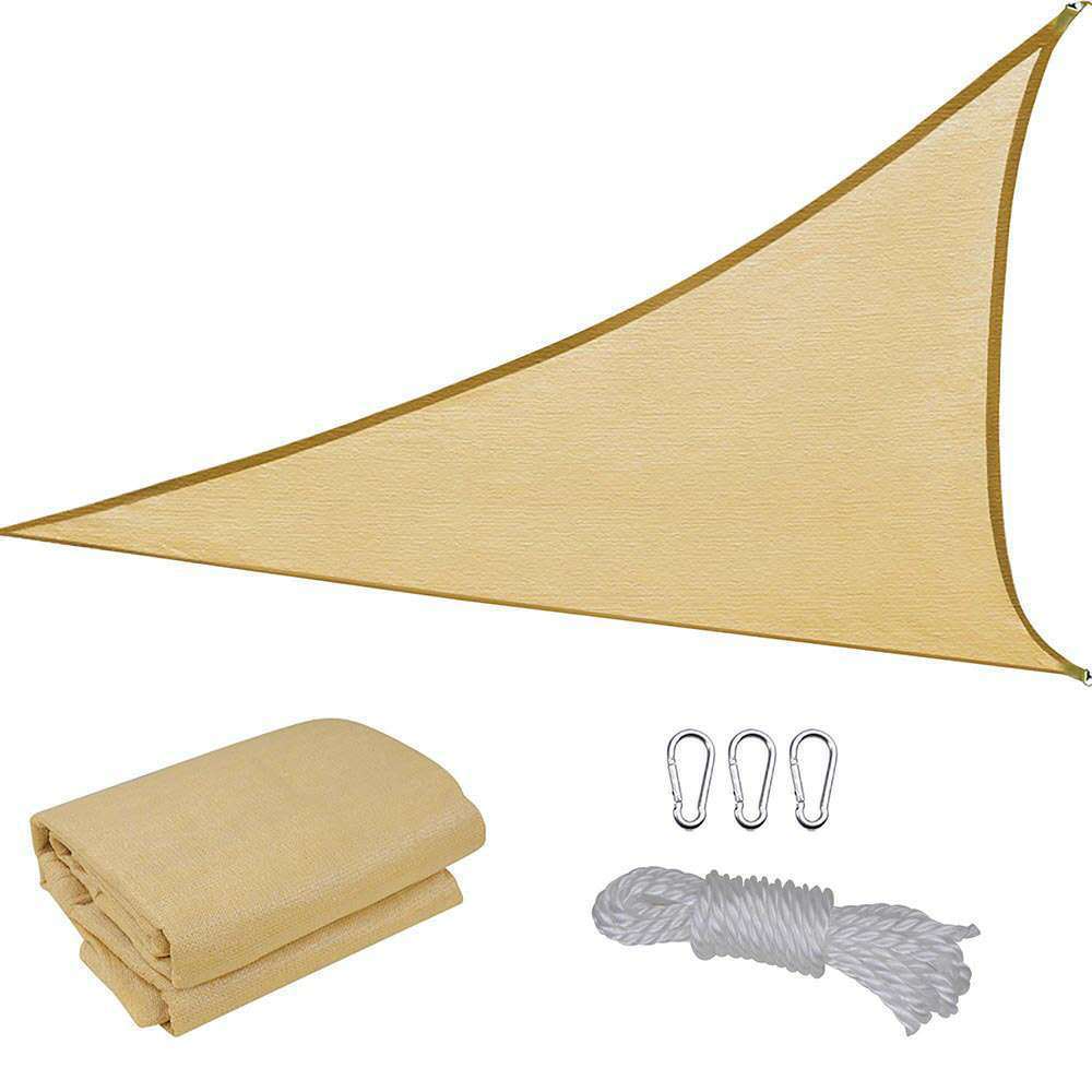 Toldo Vela de Sombra Jardín Balcón Polietileno HDPE Transpirable Triángulo 4 x 4 x 4 m Arena Beige