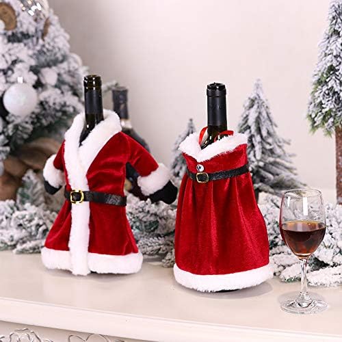 thumbnail image 3 of 2 Piezas Funda para Botella de Vino de Navidad YONGSHENG Suéter Collar Abrigo con Botones, 3 of 4