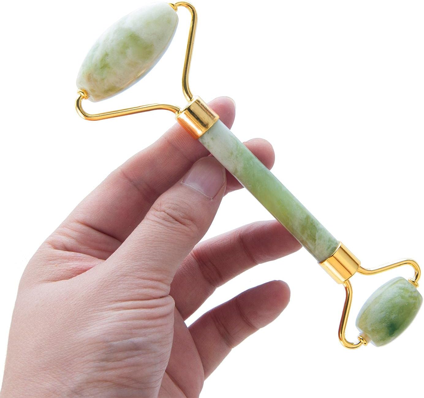 thumbnail image 4 of Masajeador Facial YONGSHENG Rodillo de Jade Gua Sha Verde Natural Empaquetado en Caja, 4 of 5