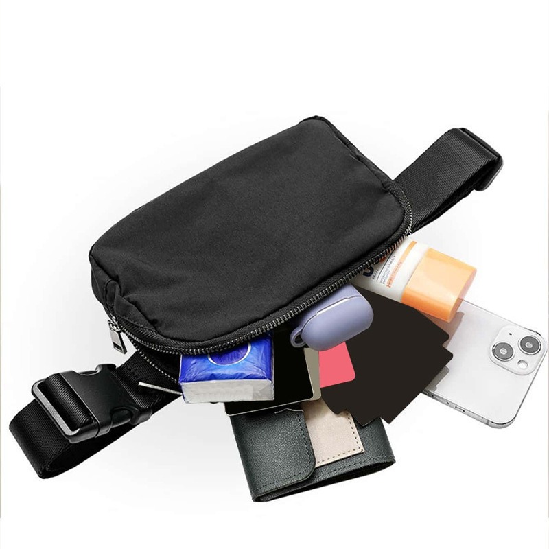 thumbnail image 5 of Riñonera unisex con correa ajustable, mini riñonera para exteriores, senderismo, correr, viajes, color negro, 5 of 5
