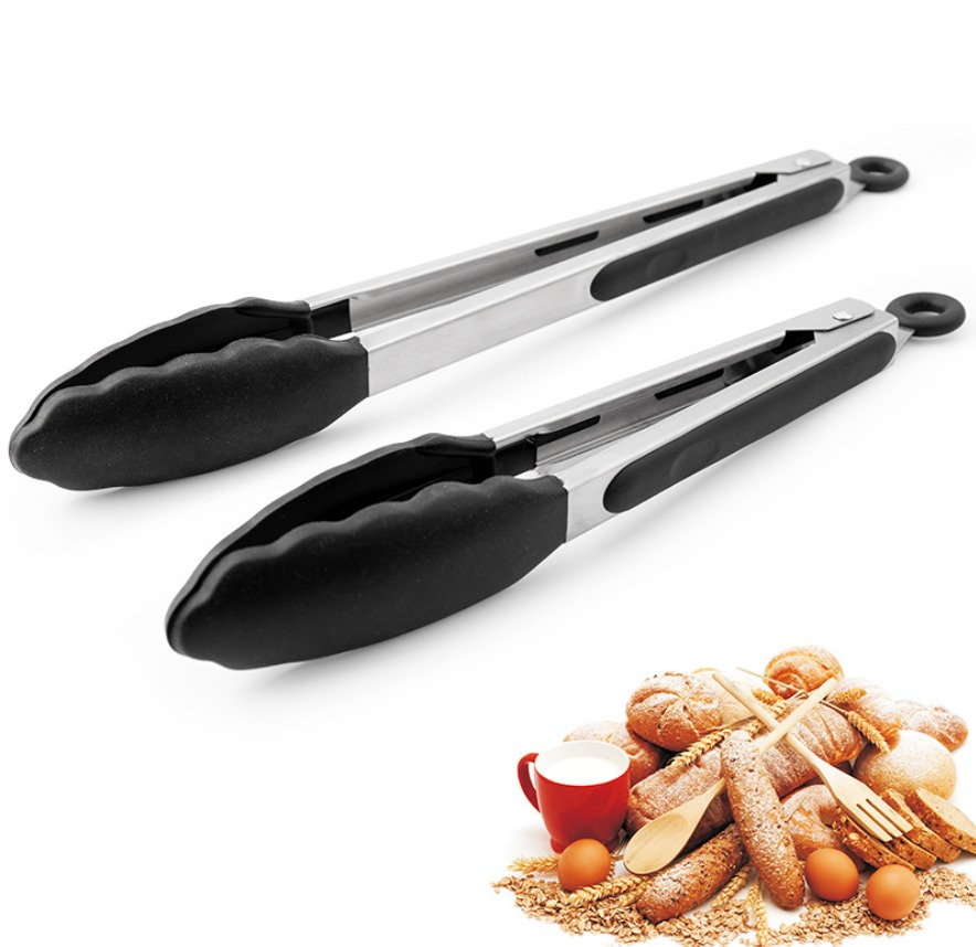 thumbnail image 1 of Juego de 2-9, 12 pulgadas, pinzas para ensalada de acero inoxidable, pinzas de cocina con puntas de silicona para cocinar, 1 of 5