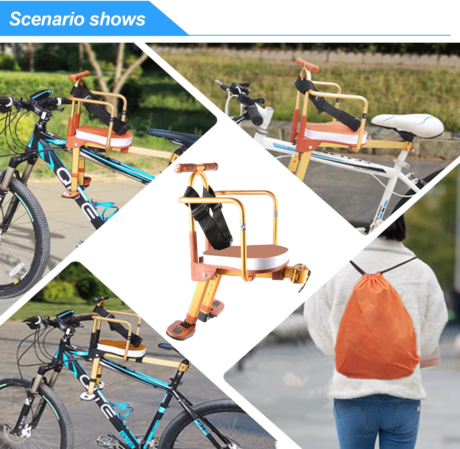 thumbnail image 5 of Nuevo asiento de bicicleta para niños de aleación de aluminio, asiento de bicicleta para niños, asientos de bicicleta para niños plegables y portátiles montados en el frente, asiento de segu, 5 of 5