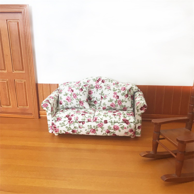 thumbnail image 5 of Muebles modernos de casa de muñecas en escala 1/12 de sofá en miniatura para sala de estar de casa de muñecas (floret), 5 of 5