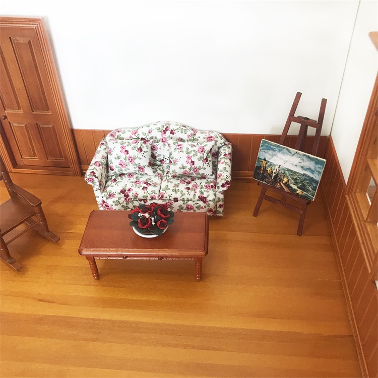 thumbnail image 4 of Muebles modernos de casa de muñecas en escala 1/12 de sofá en miniatura para sala de estar de casa de muñecas (floret), 4 of 5