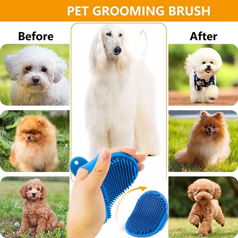 thumbnail image 3 of 2 uds cepillo de aseo para perros verde-cepillo de baño para mascotas-cepillo de baño con correa ajustable-mango de goma para gato, 3 of 3