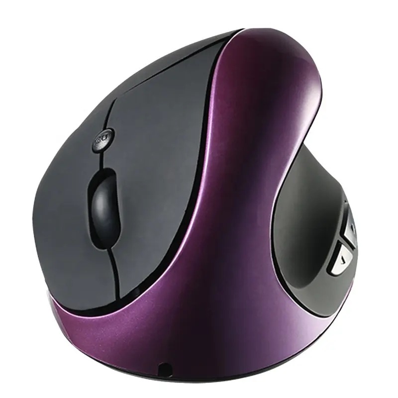 thumbnail image 2 of Ratón ergonómico inalámbrico, ratón vertical recargable para diestros, pequeño ratón con 6 botones, 3 ajustables 800/1200/1600 DPI para ordenador portátil, escritorio, PC, MacBook (púrpura), 2 of 5