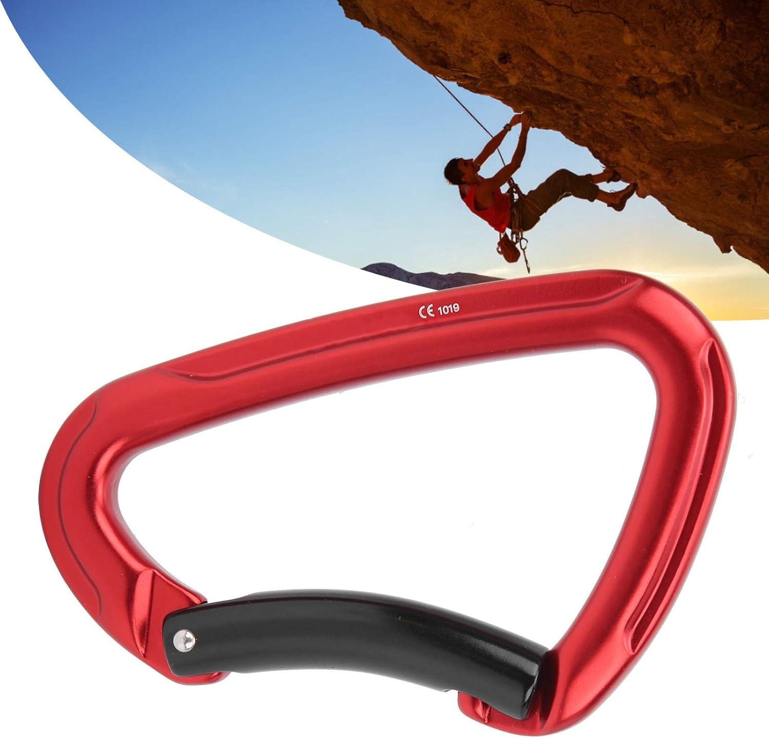 thumbnail image 5 of Hebilla de mosquetón de escalada en forma de D, soporte de carga de 2500 kg Equipo de seguridad al aire libre para montañismo Botón de escalada en roca Mosquetón para acampar, enviar, 5 of 5