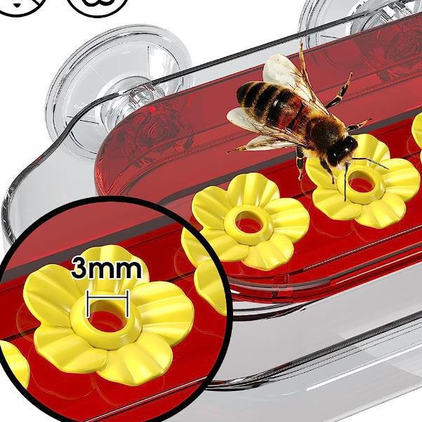 thumbnail image 4 of 4 puertos de alimentación, foso perfecto para hormigas para observar colibríes fuera de la ventana. Ventana para comedero de colibríes, capacidad de 16 onzas, 2 ventosas de tornillo (dos pie, 4 of 5