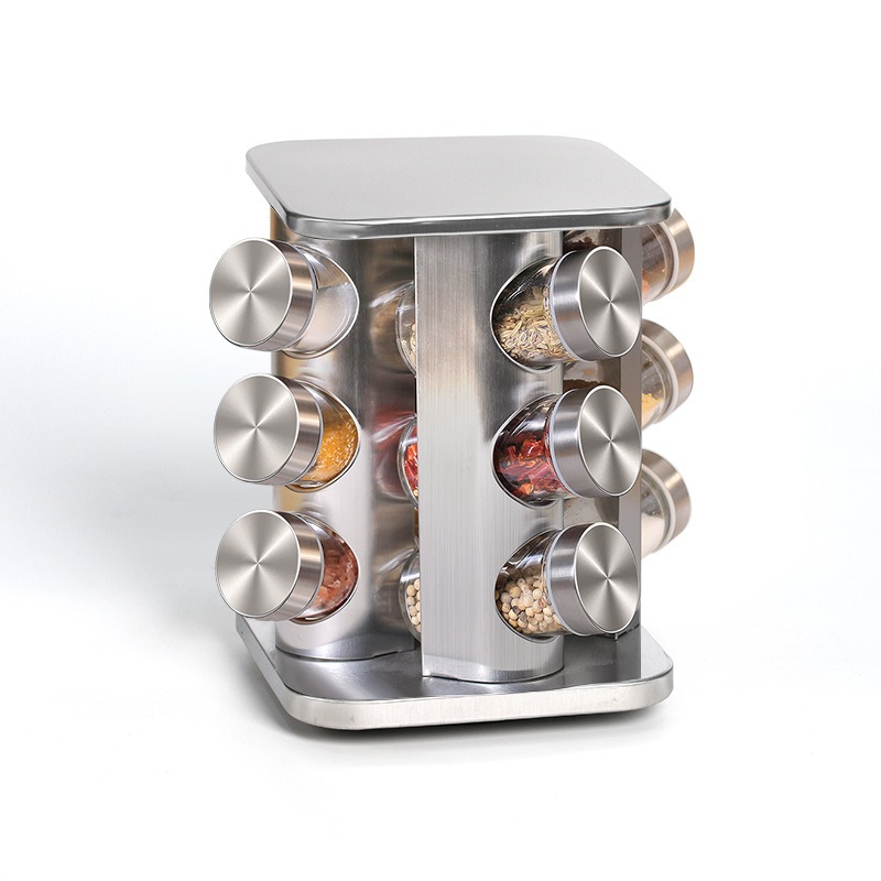 thumbnail image 1 of Especiero giratorio YONGSHENG con 12 tarros organizador de especias de acero inoxidable, 1 of 5