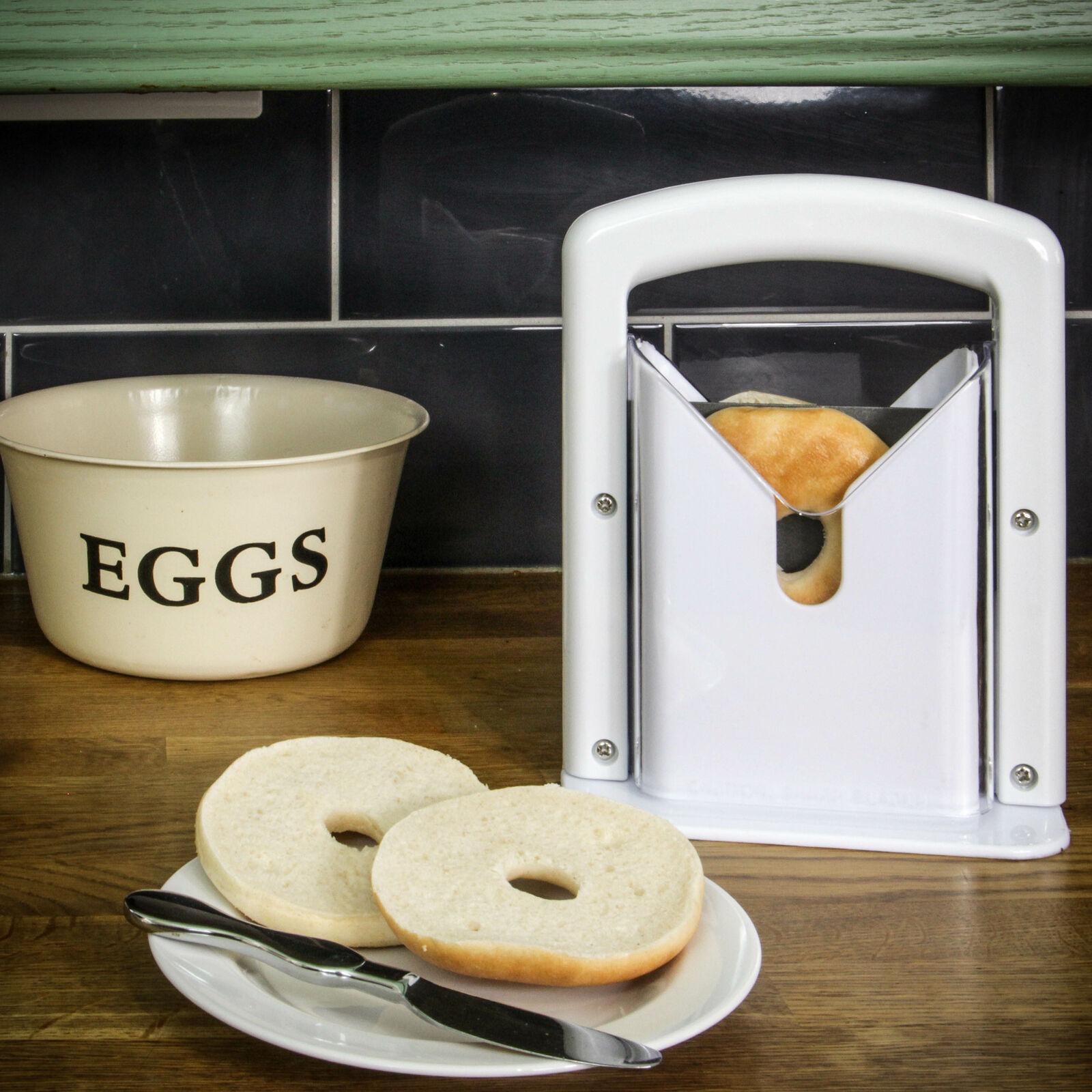 thumbnail image 4 of Cortadora de Bagels YONGSHENG Cortador de Bagels de Acero Inoxidable Blanco, 4 of 4