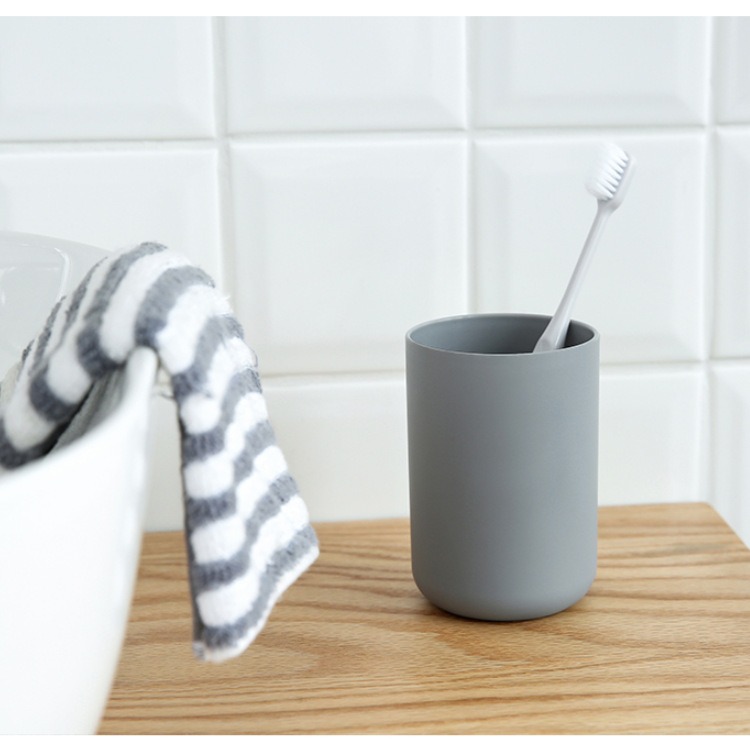 thumbnail image 3 of Vaso de plástico, vaso para cepillarse los dientes para baño (café gris blanco), 3 of 4