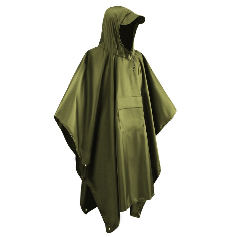thumbnail image 4 of Poncho de lluvia con capucha YONGSHENG impermeable verde militar, 4 of 4