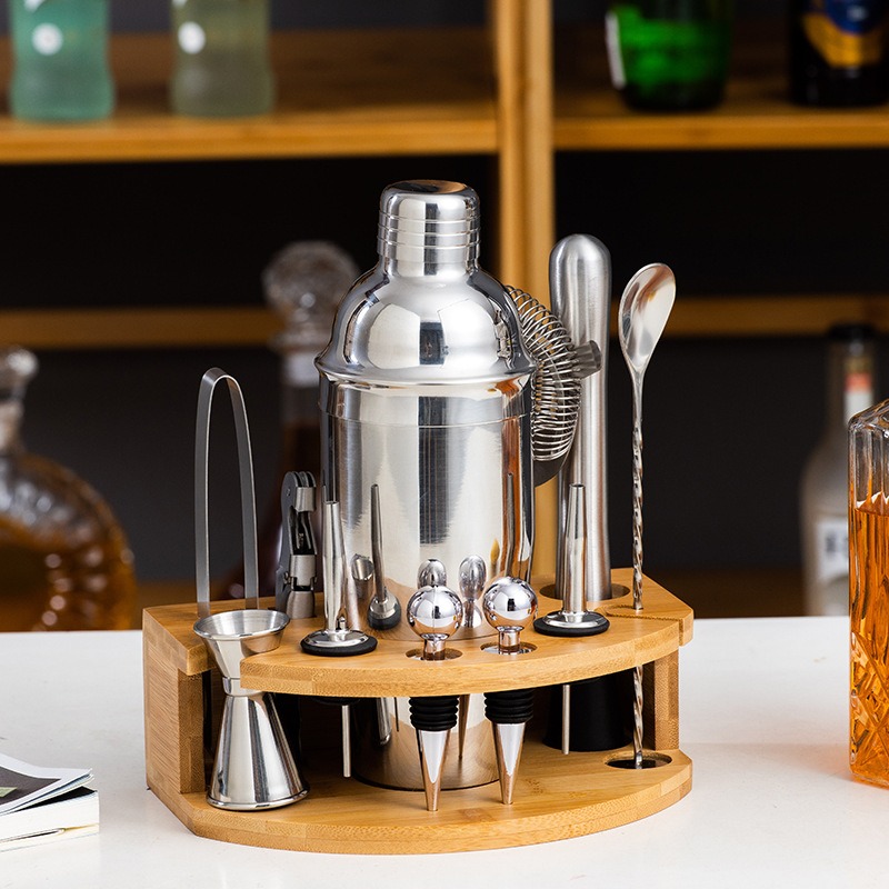 thumbnail image 3 of Kit de barman YONGSHENG con soporte de bambú 12 piezas acero inoxidable, 3 of 3