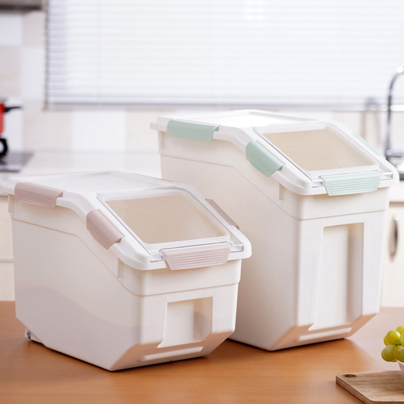 Paquete de 2 contenedores de almacenamiento de alimentos, contenedor grande hermético de comida para mascotas para golosinas para perros, arroz, contenedor de alimentos secos para gatos, sum