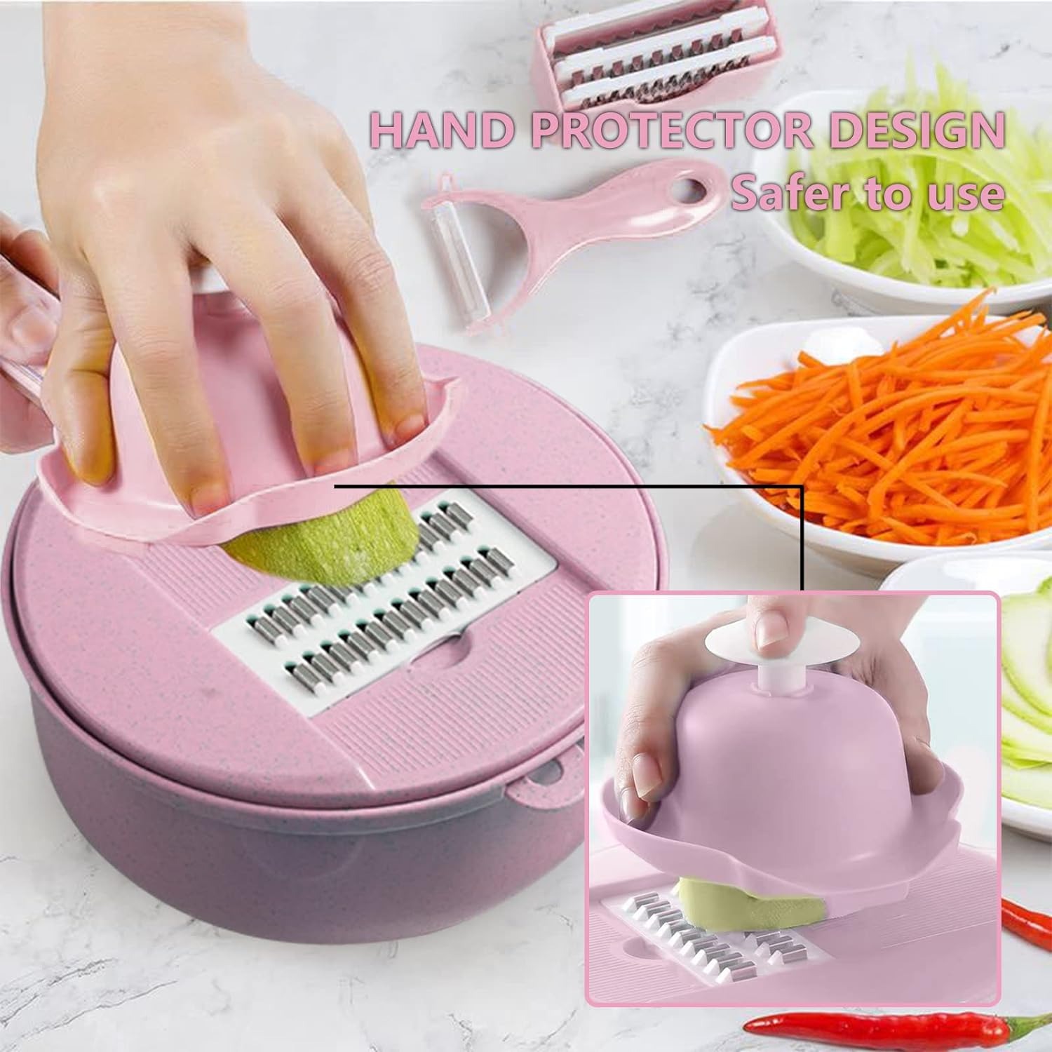 thumbnail image 4 of Picadora de alimentos YONGSHENG cortadora de verduras 12 en 1 con tazón, 4 of 4