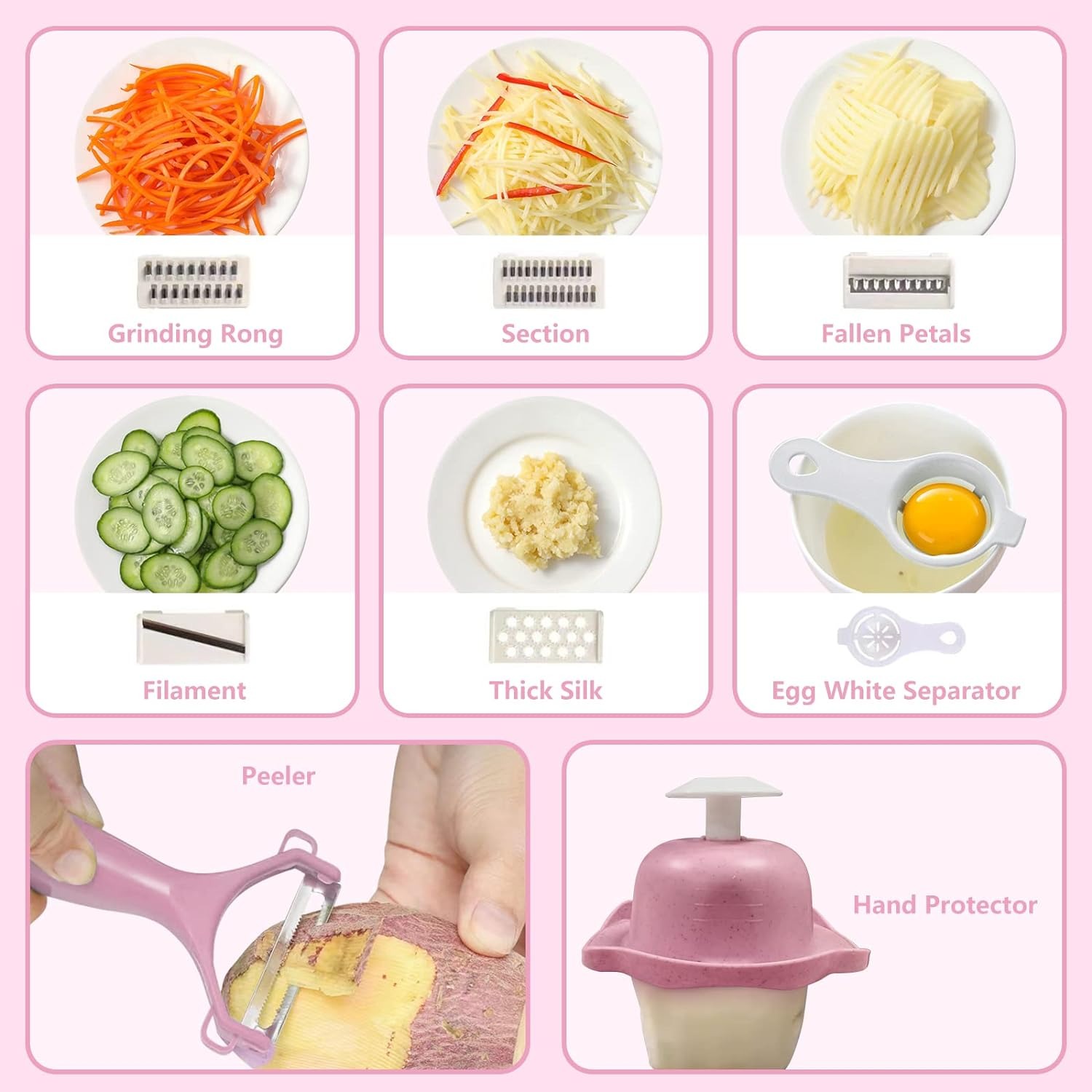 thumbnail image 3 of Picadora de alimentos YONGSHENG cortadora de verduras 12 en 1 con tazón, 3 of 4