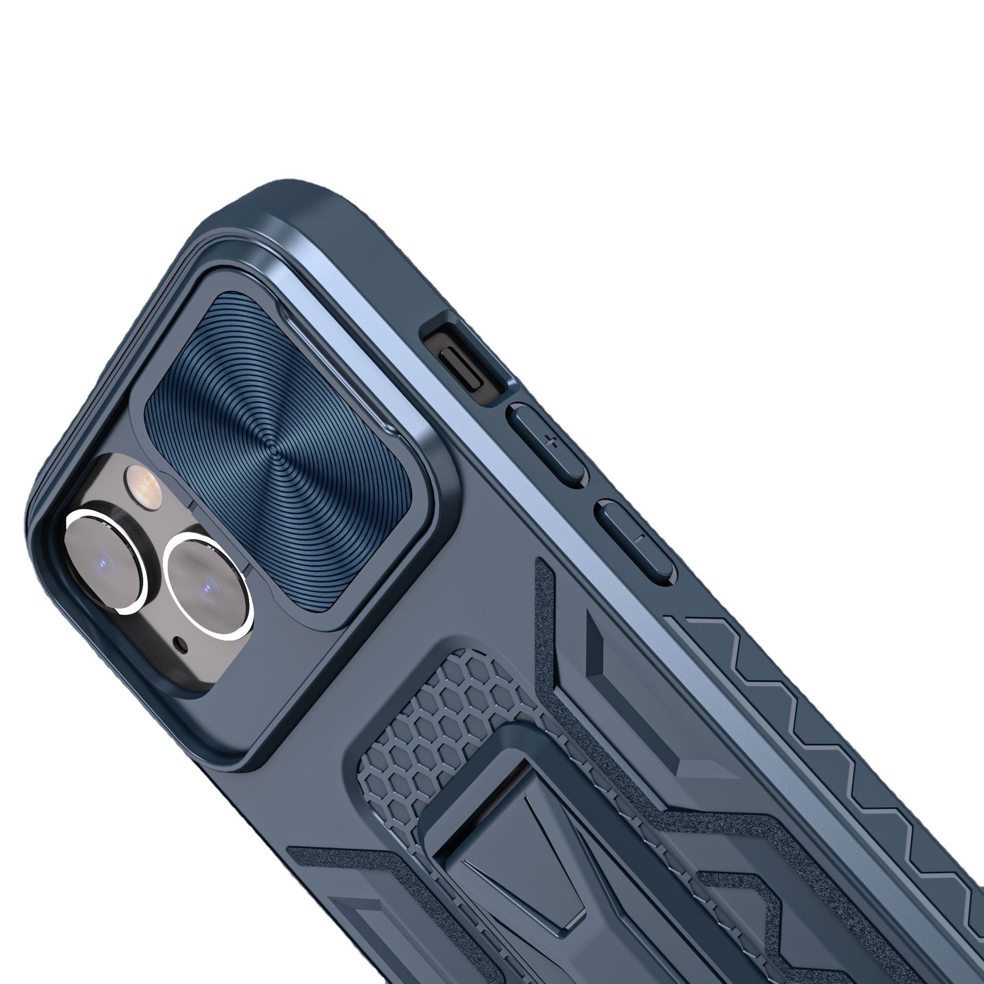 thumbnail image 2 of Caso: Cubierta protectora resistente para teléfono 5G con soporte y cubierta deslizante para lente de cámara - Parachoques a prueba de golpes Diseño mate texturizado Protección contra caídas, 2 of 4