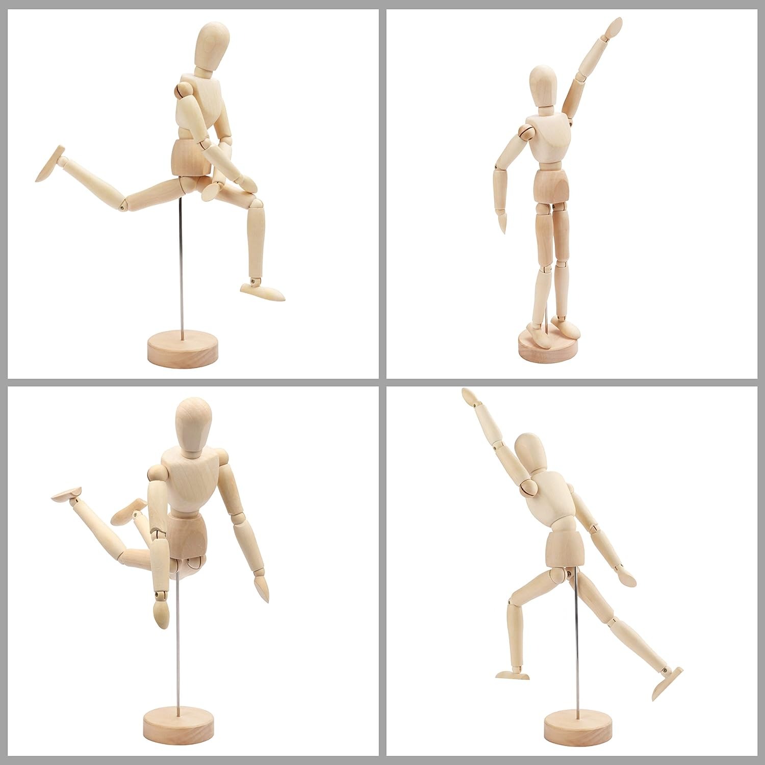 thumbnail image 4 of Maniquí de madera 20 cm con soporte - Marioneta de madera articulada - Hombre de madera con articulación flexible - Maniquí articulado unisex para dibujar y pintar - Perfecto para decoración, 4 of 4