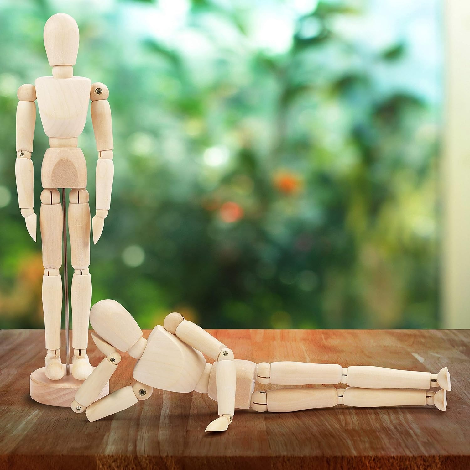 thumbnail image 3 of Maniquí de madera 20 cm con soporte - Marioneta de madera articulada - Hombre de madera con articulación flexible - Maniquí articulado unisex para dibujar y pintar - Perfecto para decoración, 3 of 4