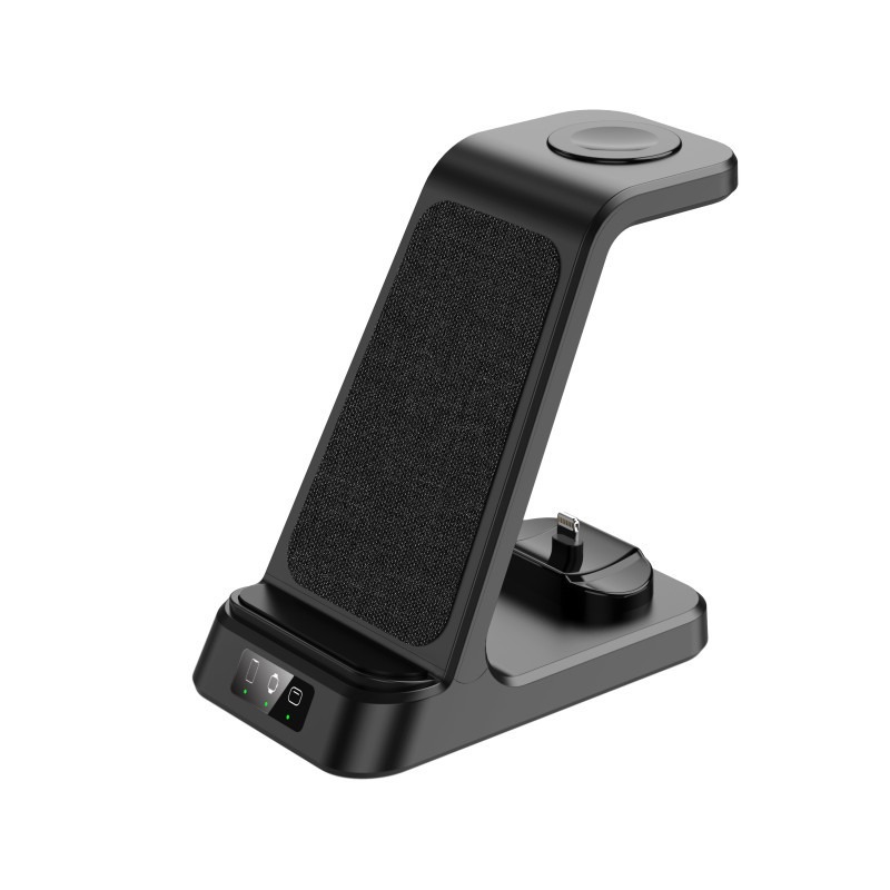 Estación de carga 3 en 1, cargador inalámbrico para reloj, base de carga (negro)