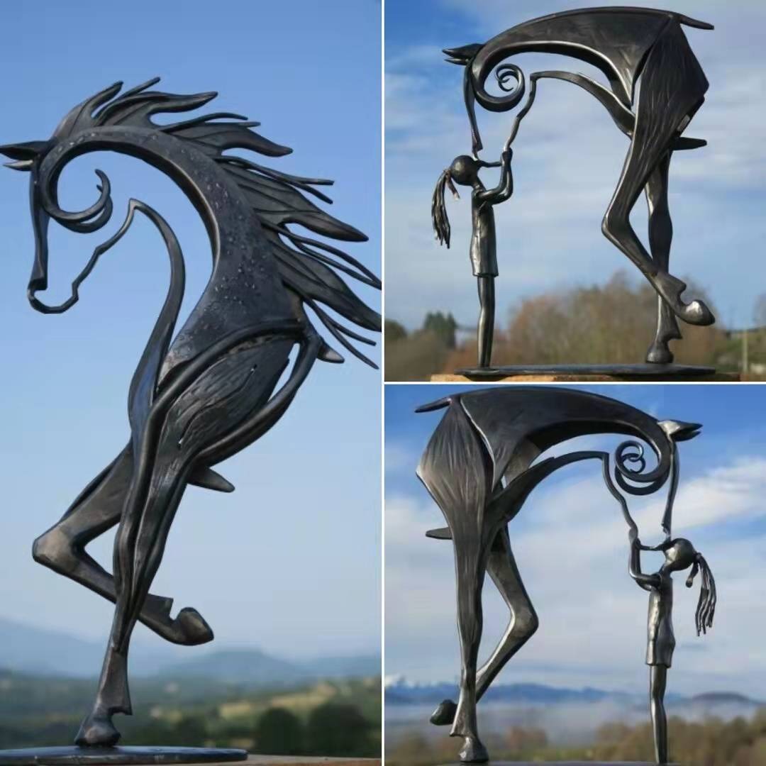 thumbnail image 2 of Estatua de caballo de Metal, escultura, adorno de jardín para el hogar, estatuilla, decoración, arte, manualidad para regalo (beso), 2 of 3