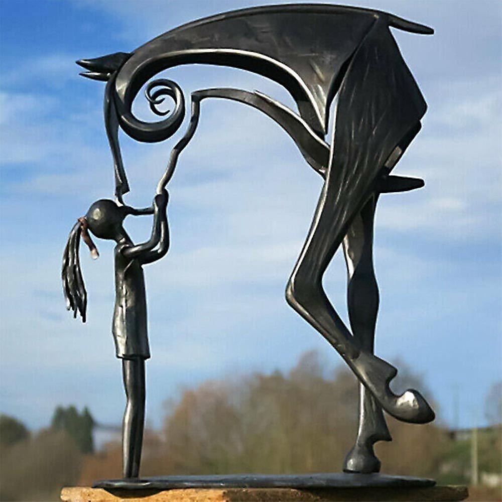 thumbnail image 1 of Estatua de caballo de Metal, escultura, adorno de jardín para el hogar, estatuilla, decoración, arte, manualidad para regalo (beso), 1 of 3