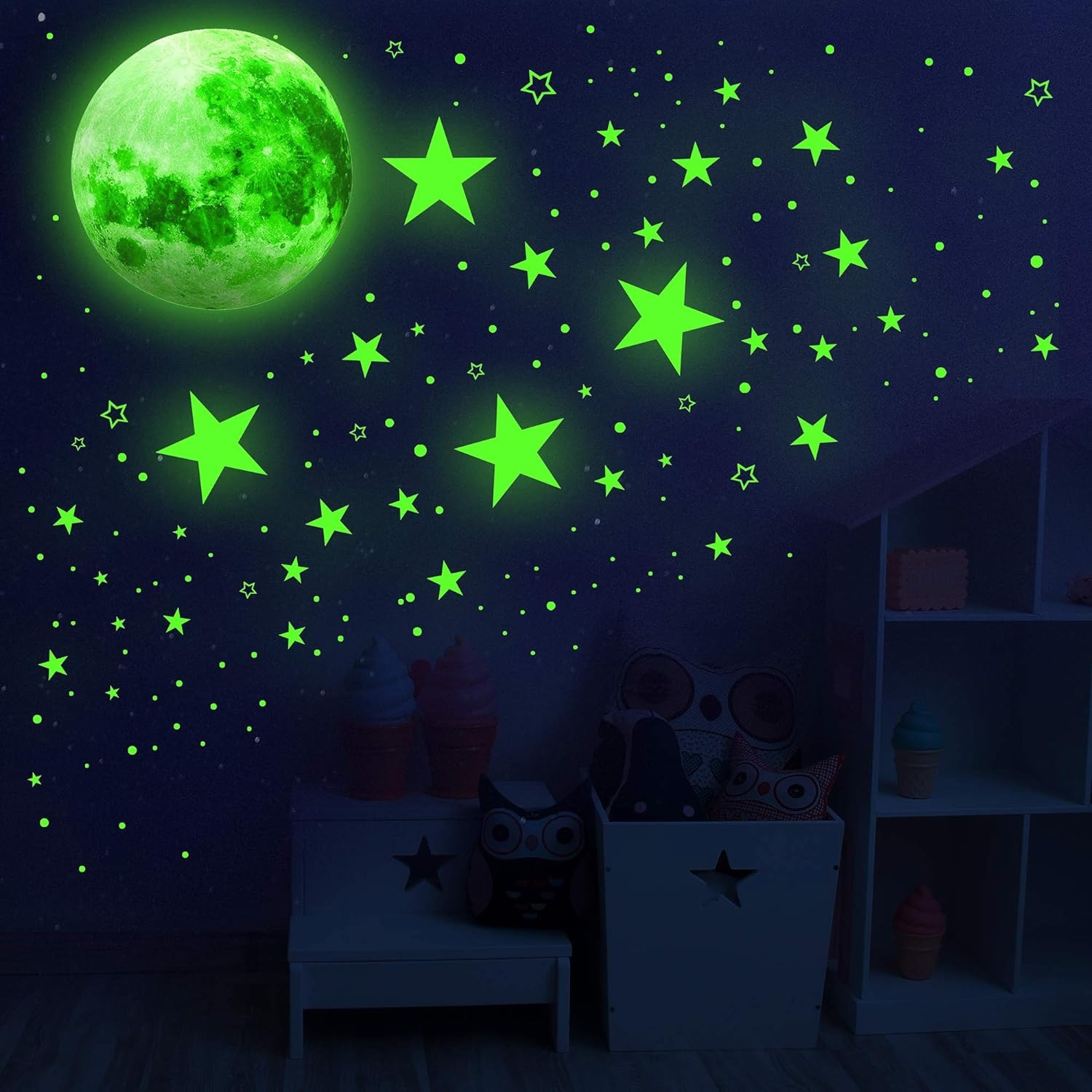 thumbnail image 4 of Estrellas que brillan en la oscuridad YONGSHENG Decoración de pared para niños Azul cielo, 4 of 4