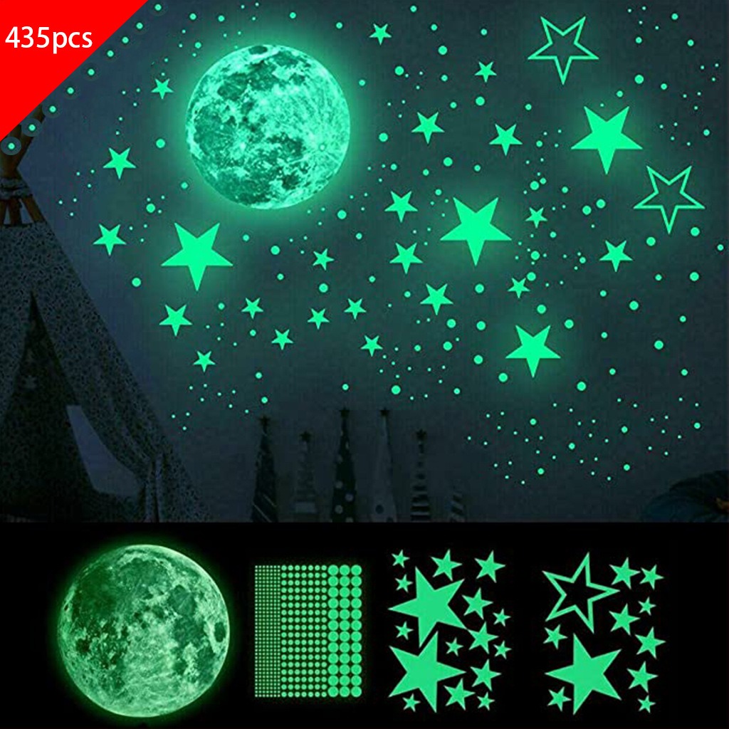 Estrellas que brillan en la oscuridad YONGSHENG Decoración de pared para niños Azul cielo