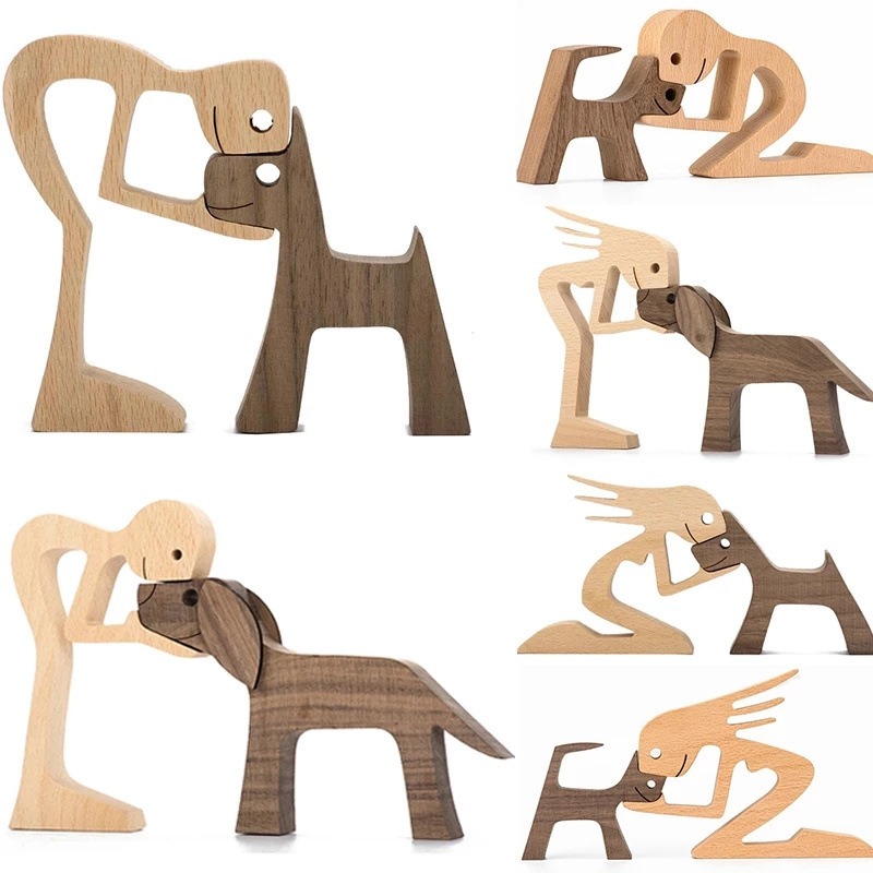 thumbnail image 3 of Adornos de talla de madera para cachorros familiares YONGSHENG Madera maciza natural, 3 of 4