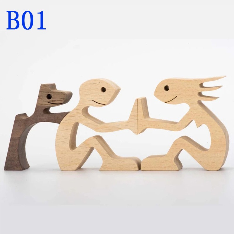 thumbnail image 1 of Adornos de talla de madera para cachorros familiares YONGSHENG Madera maciza natural, 1 of 4