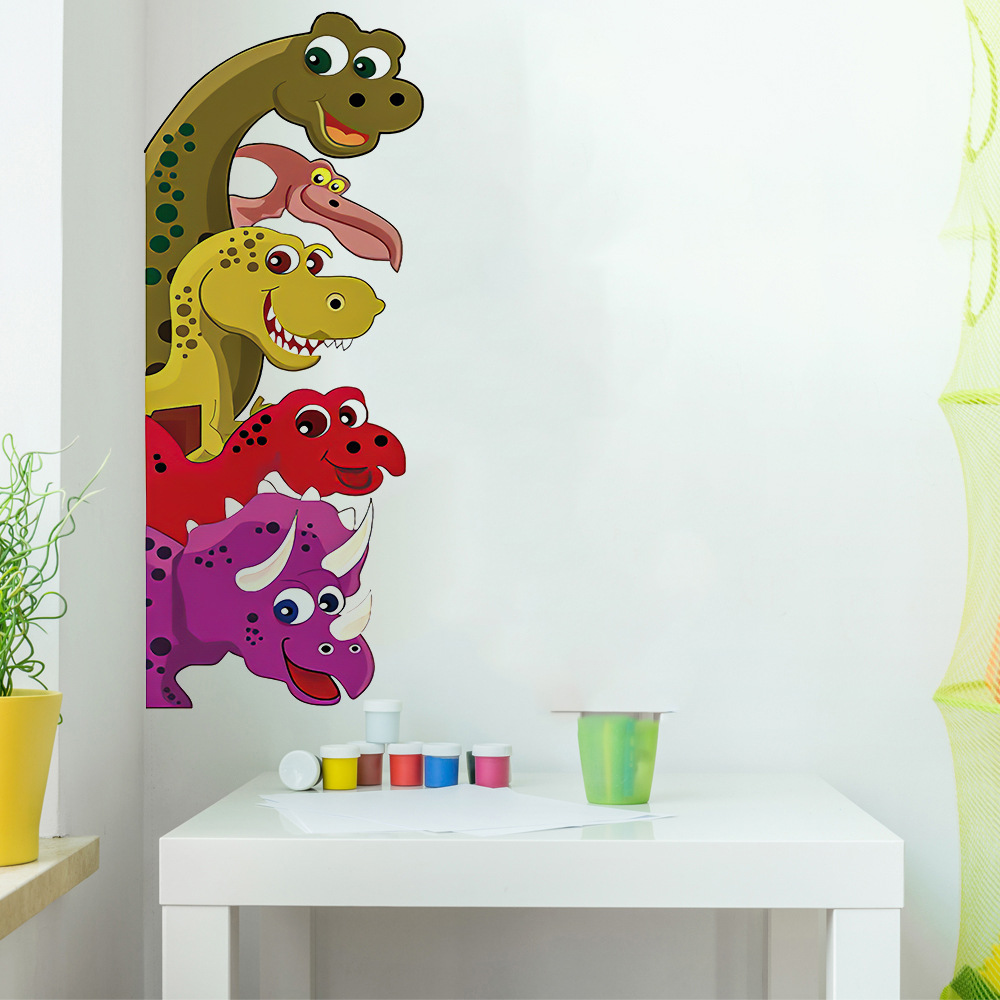 thumbnail image 3 of 2 uds pegatinas de pared de dinosaurios de dibujos animados para decoración de puertas habitación de niños calcomanías de vinilo para pared murales artísticos decoración del hogar, 3 of 5