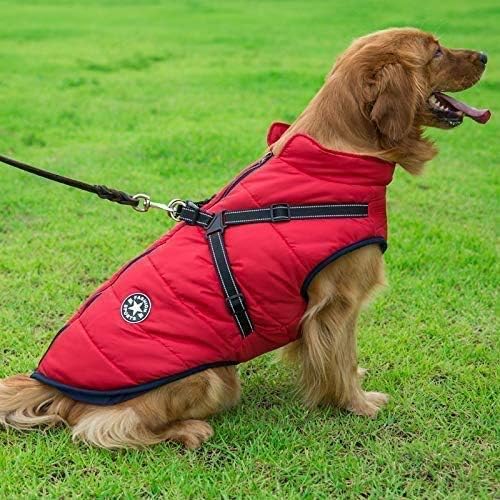 thumbnail image 2 of Abrigo impermeable de invierno para perros con arnés, chaqueta impermeable para perros pequeños, medianos y grandes, para Labrador Chihuahua Bulldog Francés (XL), 2 of 5