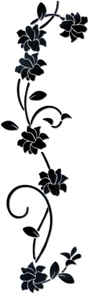 Pegatinas de pared con espejo acrílico de vid de flores, elegante adhesivo de pared con ajuste de espejo, decoración de pared con espejo adhesivo para el hogar, sala de estar, dormitorio, ne