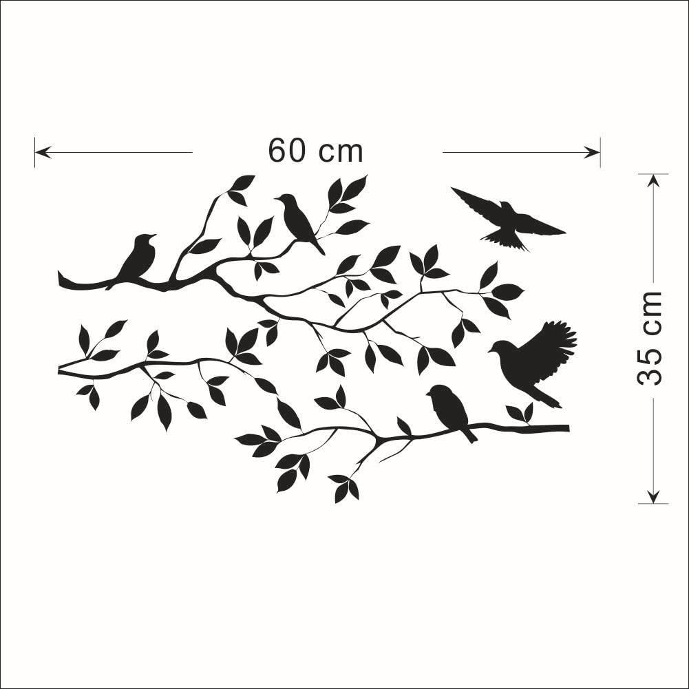 thumbnail image 5 of Pegatina de pared de pájaros y ramas de árbol, vinilo extraíble para dormitorio, sala de estar, arte Mural, decoración de calcomanía negra, 5 of 5