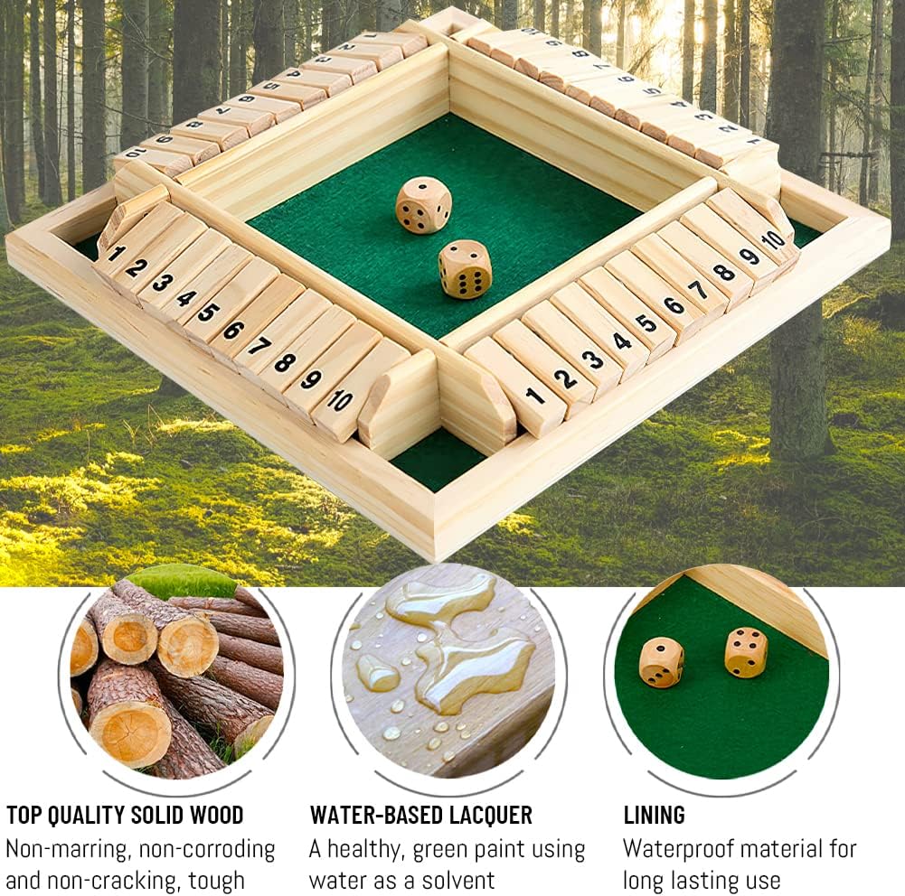 thumbnail image 3 of Shut The Box Juego de Dados de Madera, Juego de Mesa clásico Kluster, Juegos de Madera con 2 Dados, Shut The Box 4 Jugadores, Juego de ajedrez de Madera, Juego de Mesa para E, 3 of 5