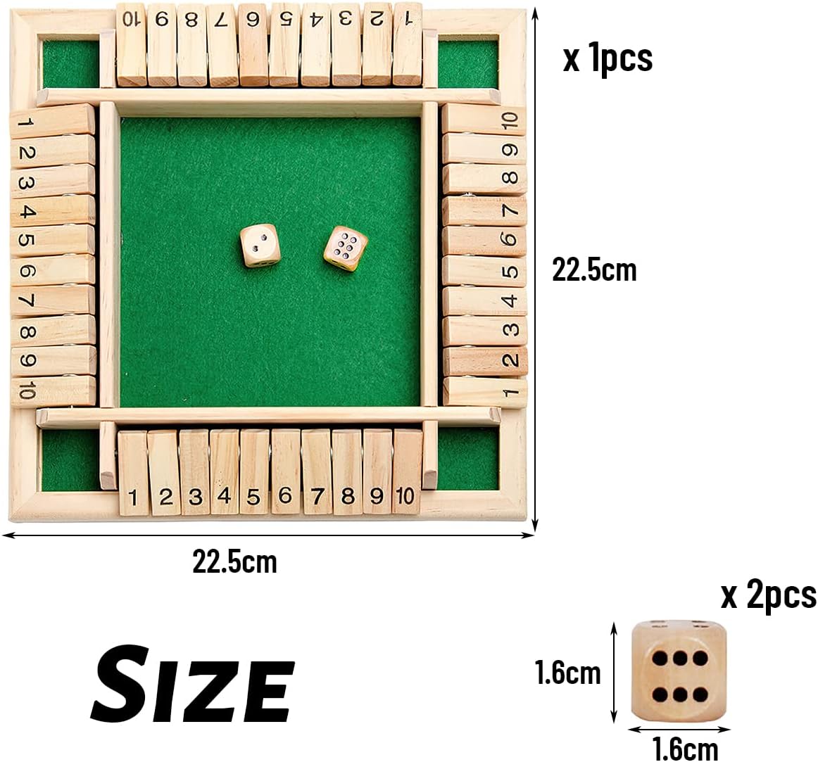 thumbnail image 2 of Shut The Box Juego de Dados de Madera, Juego de Mesa clásico Kluster, Juegos de Madera con 2 Dados, Shut The Box 4 Jugadores, Juego de ajedrez de Madera, Juego de Mesa para E, 2 of 5