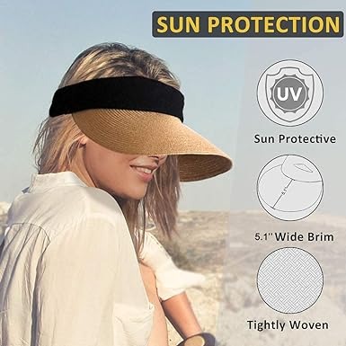 thumbnail image 5 of Sombrero de paja YONGSHENG ala ancha visera anti-UV verano sombrero de sol sombrero de viaje ciclismo, 5 of 5