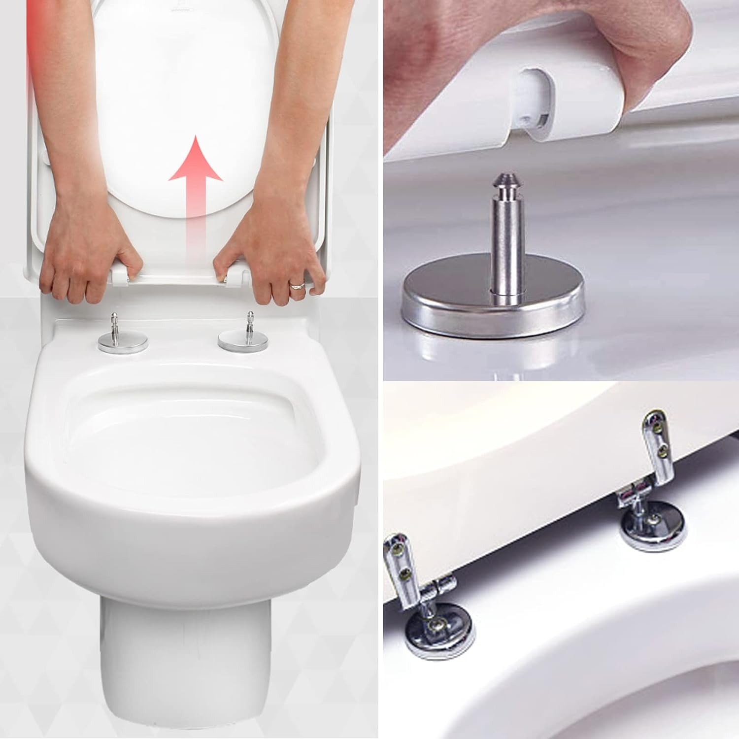 thumbnail image 4 of Bisagra para asiento de inodoro de 2 piezas, bisagra para asiento de inodoro de acero inoxidable con tornillos para fijar el asiento del inodoro, 4 of 5