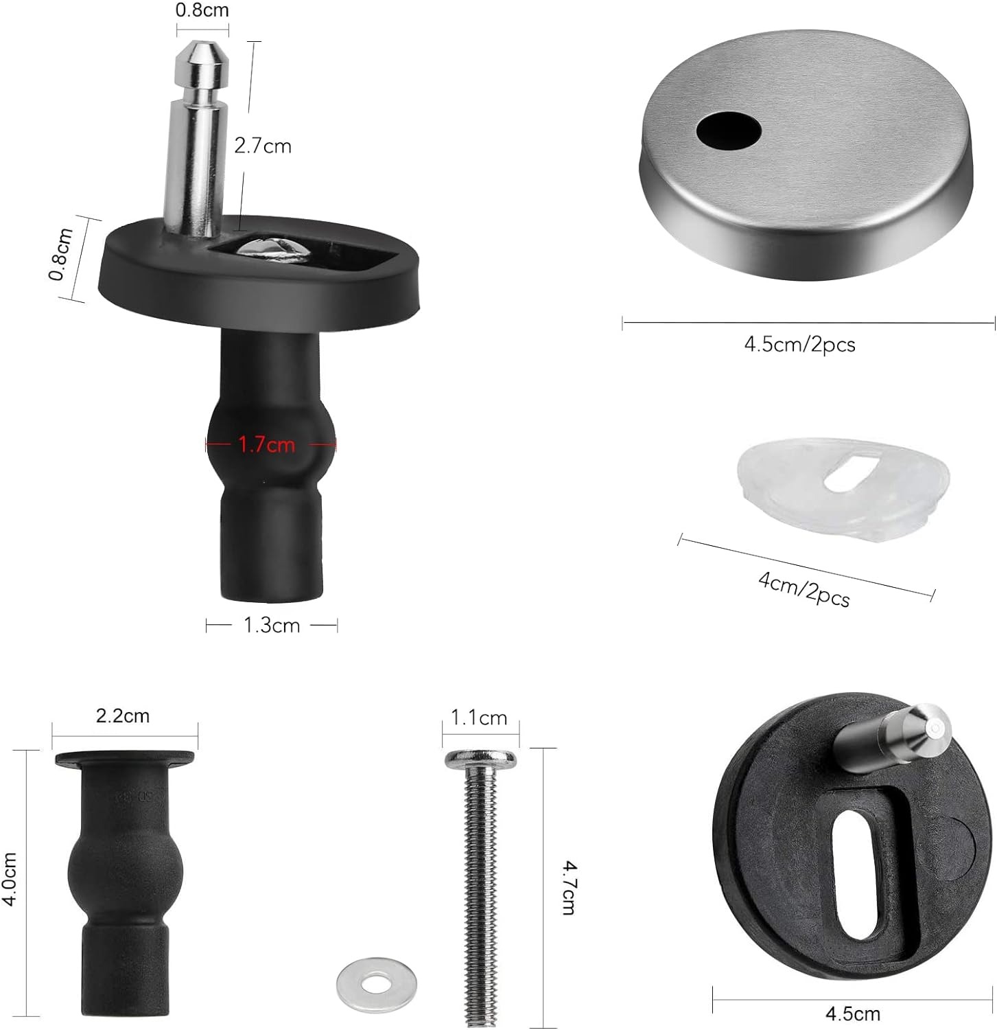 thumbnail image 2 of Bisagra para asiento de inodoro de 2 piezas, bisagra para asiento de inodoro de acero inoxidable con tornillos para fijar el asiento del inodoro, 2 of 5