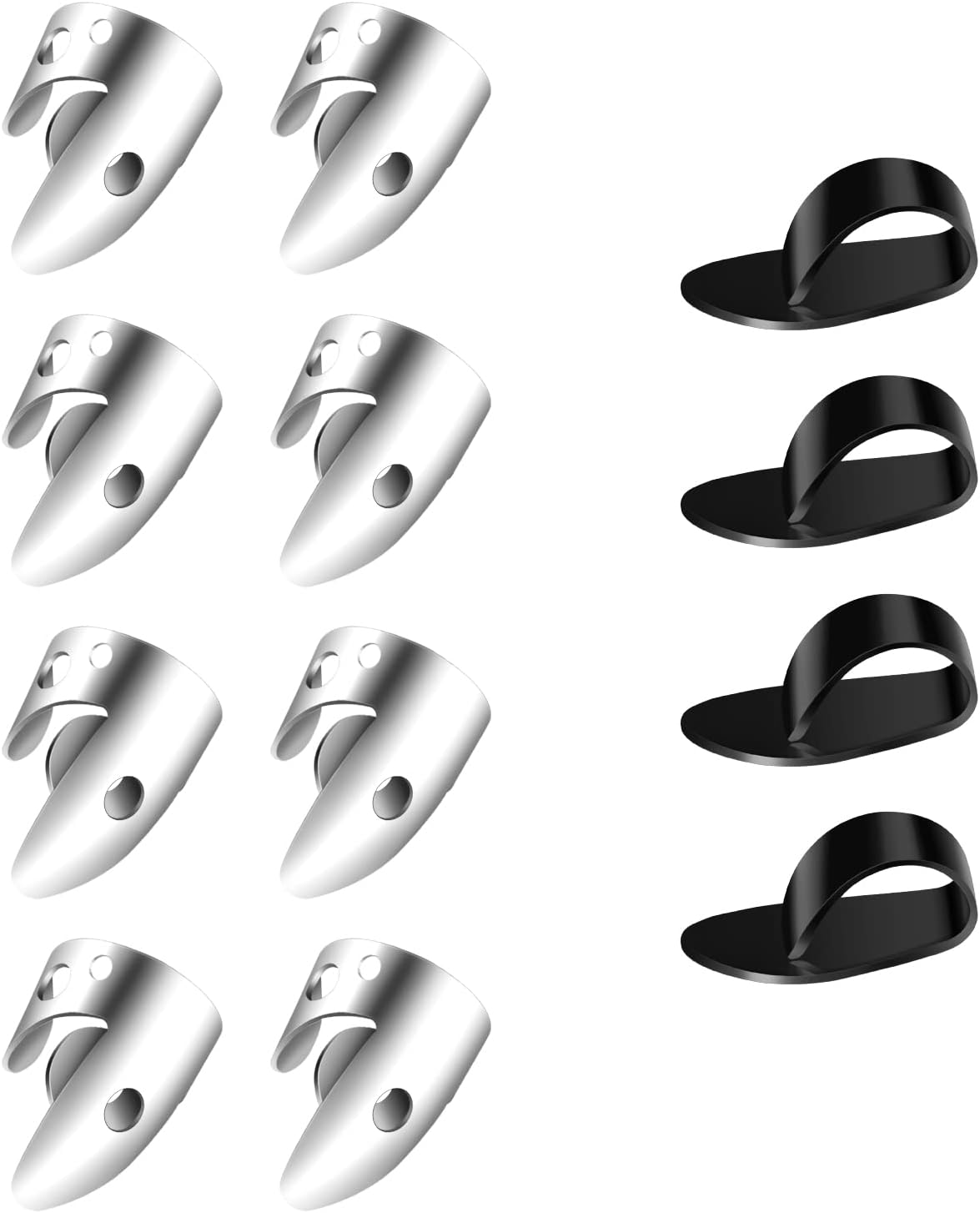 Púa de guitarra YONGSHENG 8 de acero inoxidable plateadas 4 de plástico