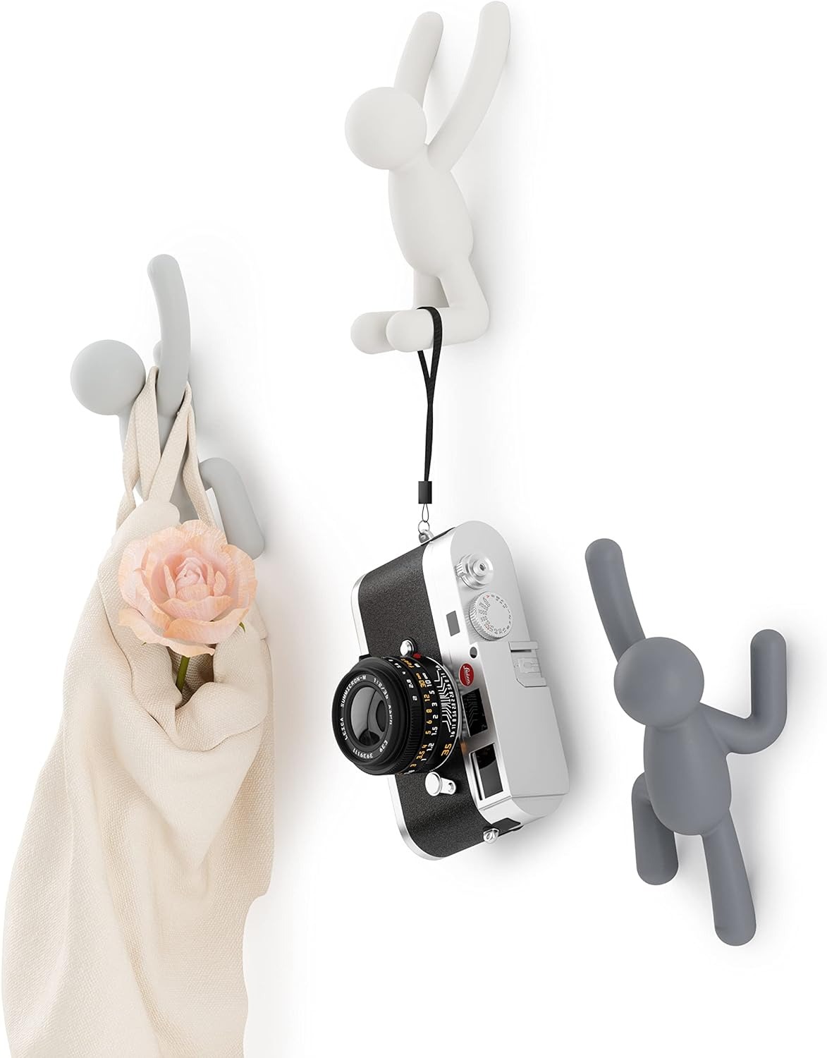 thumbnail image 5 of Juego de 3 tapices de pared (gris/blanco/gris oscuro): colgadores de pared decorativos para abrigos, bufandas, bolsos, mochilas, maletines, etc., 5 of 5