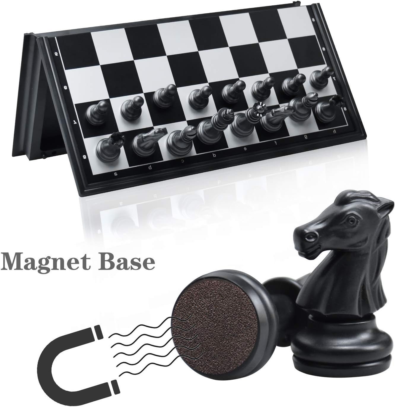 thumbnail image 2 of Juego de ajedrez plegable de lujo YONGSHENG Tablero de ajedrez magnético con ajedrez magnético blanco y negro, 2 of 5