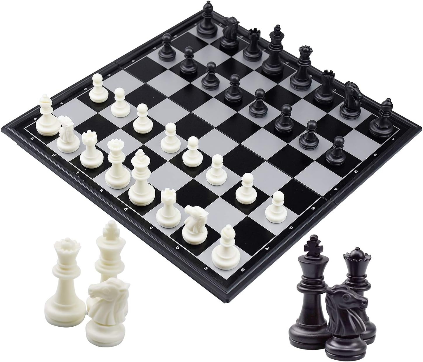 thumbnail image 1 of Juego de ajedrez plegable de lujo YONGSHENG Tablero de ajedrez magnético con ajedrez magnético blanco y negro, 1 of 5