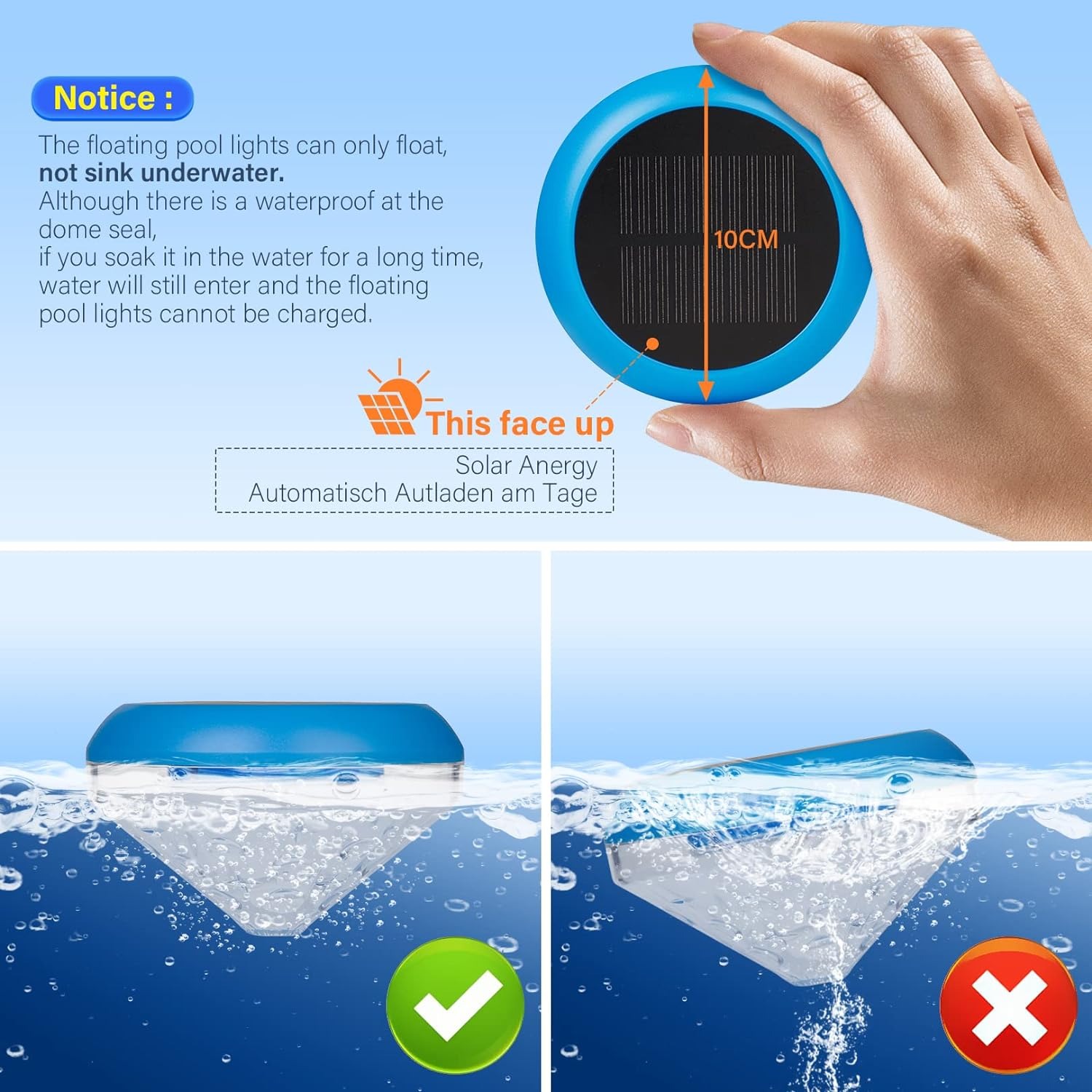 thumbnail image 5 of Luz flotante para piscina YONGSHENG luz solar RGB impermeable, 5 of 5